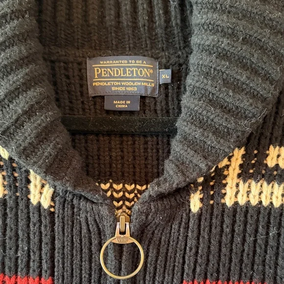 Pendleton Black and Red Zip-Up Sweater - Picture 2 of 3